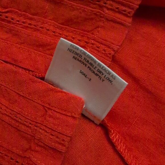 Eileen Fisher bright orange Handkerchief Irish Linen top size M - Picture 8 of 9